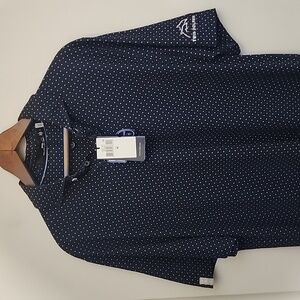 NWT RLX Ralph Lauren Medium Navy Microdot Polo w Sleeve of Titlest Great Gift!